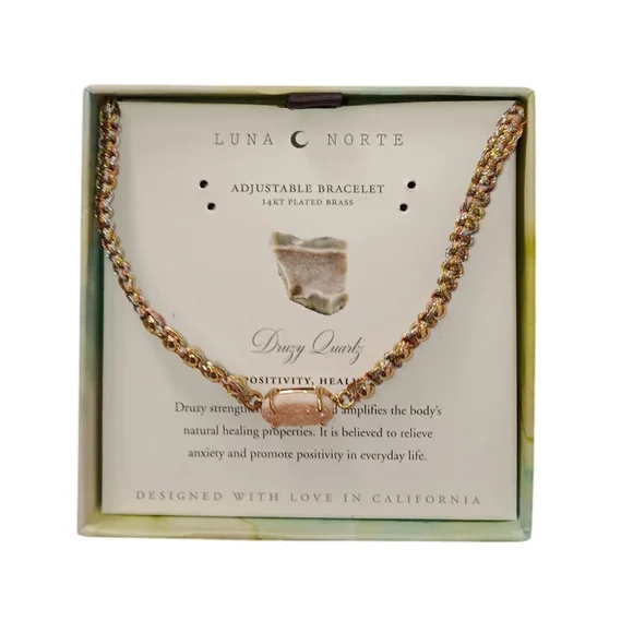 NIB Luna Norte Druzy Quartz Adjustable Bracelet - Picture 3 of 6